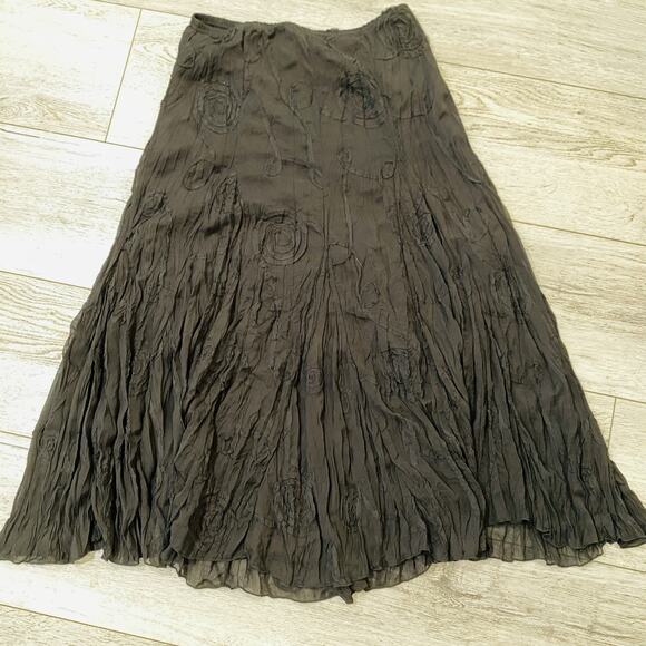 Rafael Crinkle Maxi Skirt M Black Whimsigoth Fairy Broomstick Y2K Witchycore - Picture 1 of 6